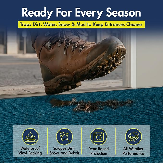 Notrax 109 Industrial Door Mat, 4' x 8' Large Entrance Mat, Heavy Duty Commercial Rugs for Entryway, Welcome Lobbies, Garage, and Mudroom, Made in the USA, Slate Blue, Brush Step 109S0048BU