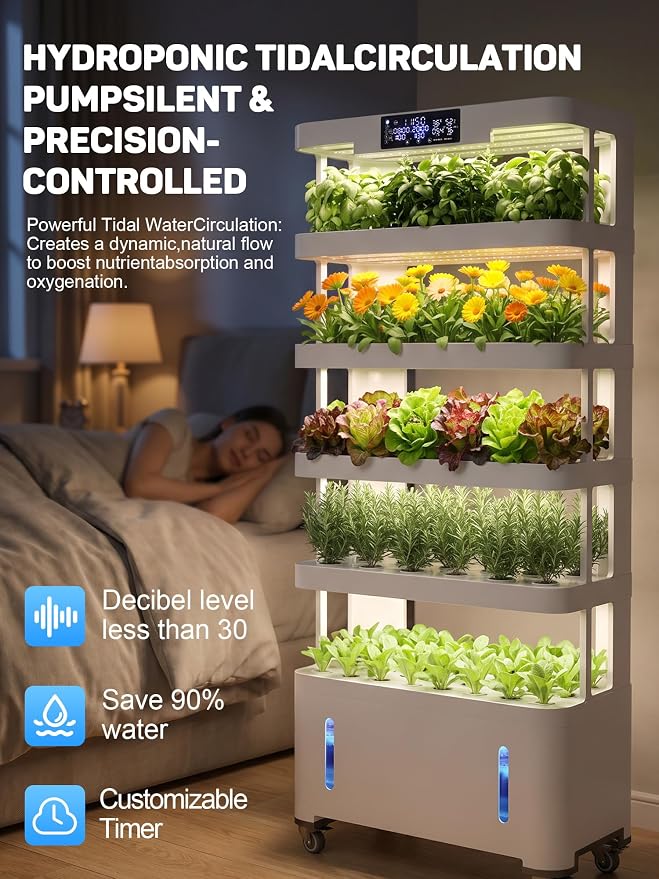 Large Hydroponics Growing System, 148-Pod Vertica Hydroponic Tower Garden | Smart Climate Control, Full-Spectrum Grow Lights, Auto Misting, Quiet Pump, 30-Day Self-Managed for Home & Commercial
