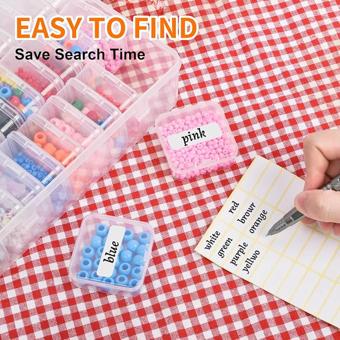 Bead Organizer Box, 90pcs Small Clear Plastic Storage Containers, Craft Storage Box Features Hinged Lid and Labels, Mini Boxes for Bracelets, Jewelry, Diamonds, Clay Beads, Screws, Seeds, Small Parts