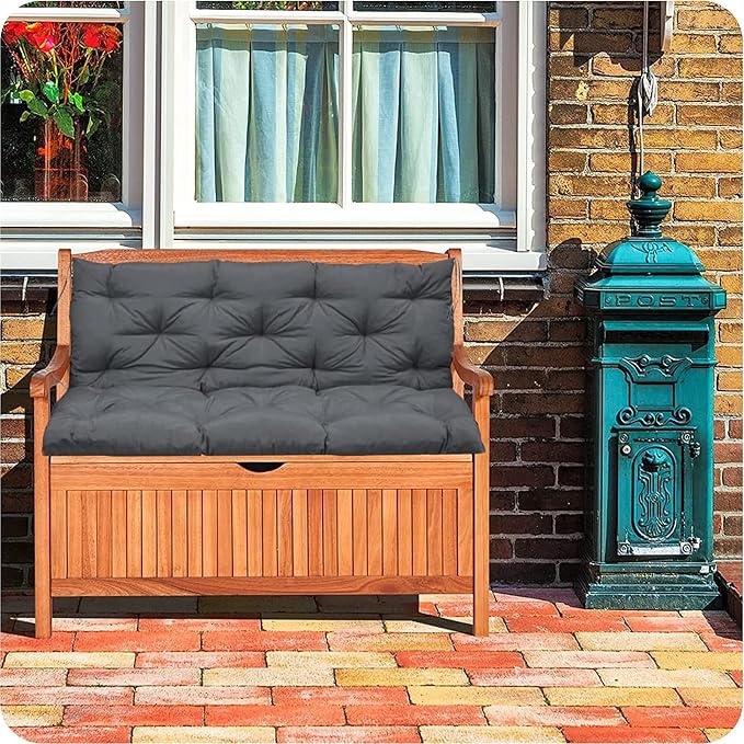 Outdoor Porch Swing Cushions, 2-3 Seater, Foam Filled, Waterproof, 4in Thick, Darkgray, Polyester Fabric, for Patio, Garden, Terrace, Balcony