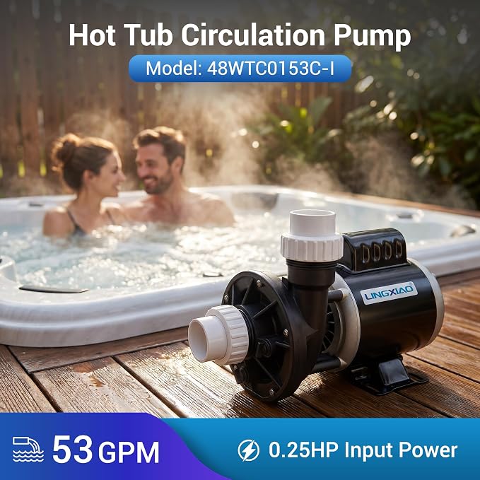 SPA Circulation Pump 0.25HP, (115V or 230V) - Model: 48WTC0153C-I | LX Pump Pure Copper Motor, Dual Voltage, Low Noise, OEMs Model Compatibility