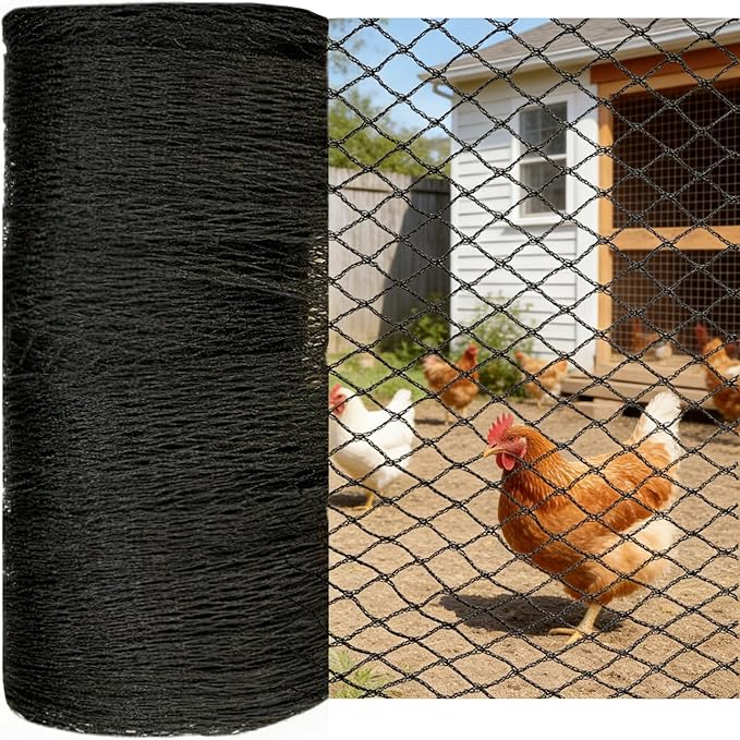 Bird Netting for Chicken Coop 15x15 FT, 1/2 in Mesh Chicken Run Netting Roof Cover Against Hawks, Eagles, Owls, Strong Woven Bird Netting for Garden, Fruit Tree, Plant, Vegetable Protection