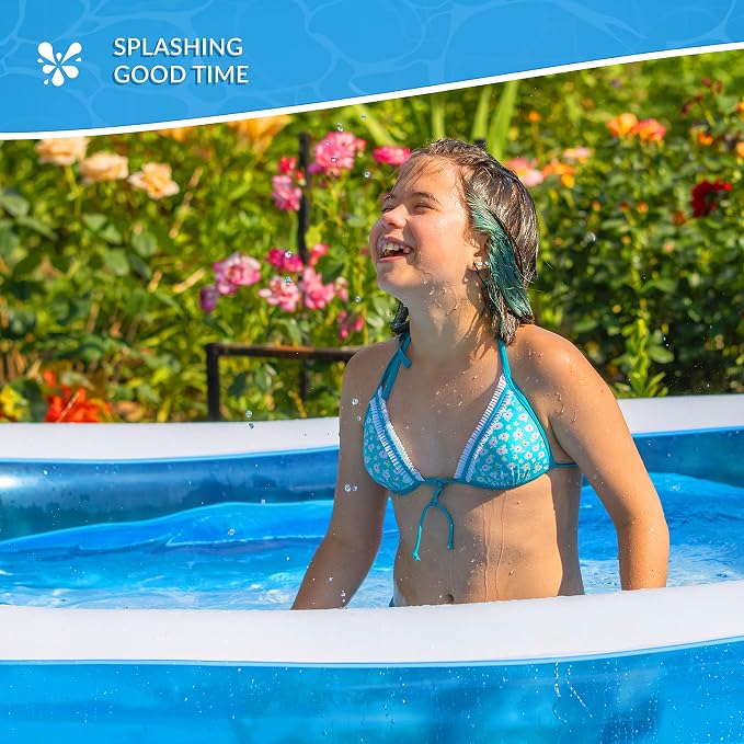 Benross 83410 Inflatable Family Paddling & Swimming Pool/Easy Setup & Drainage / 1075 Litre Capacity/Durable Air-Filled Sidewalls/Simple Safe Filtration/Blue Colour