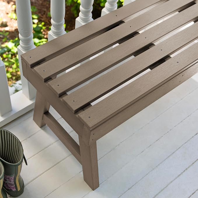 Highwood Weatherly Picnic Garden Bench, 4 Feet, Woodland Brown