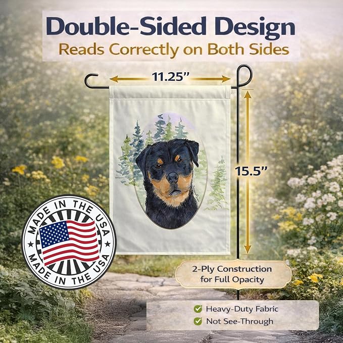 Caroline's Treasures SS8049GF Rottweiler Garden Flag Mailbox Flag Decorative Yard Flag Banner Outside Patio Artwork Yard Flower Beds, Garden Size, Multicolor