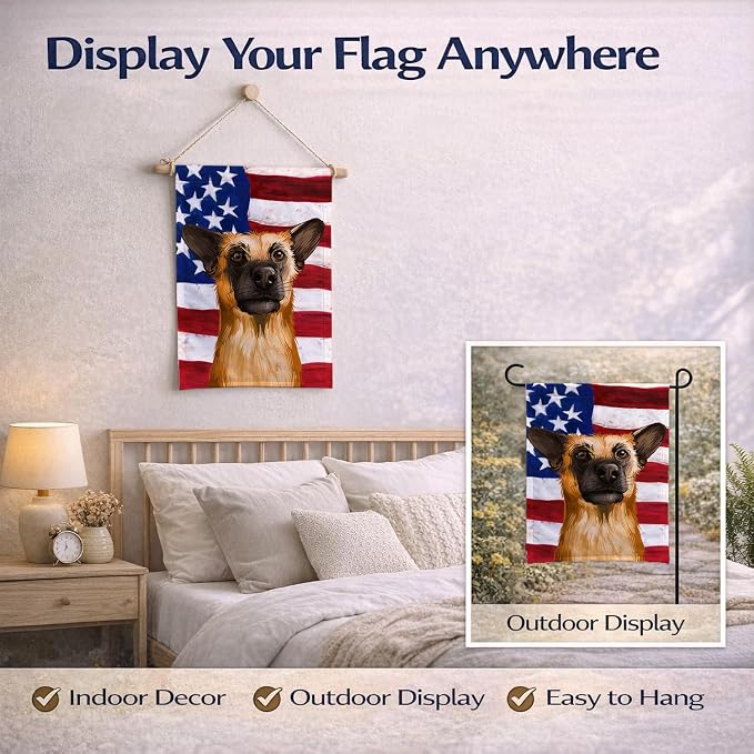 Caroline's Treasures CK6489GF Chinook Dog American Flag Garden Flag Mailbox Flag Decorative Yard Flag Banner Outside Patio Artwork Yard Flower Beds, Garden Size, Multicolor