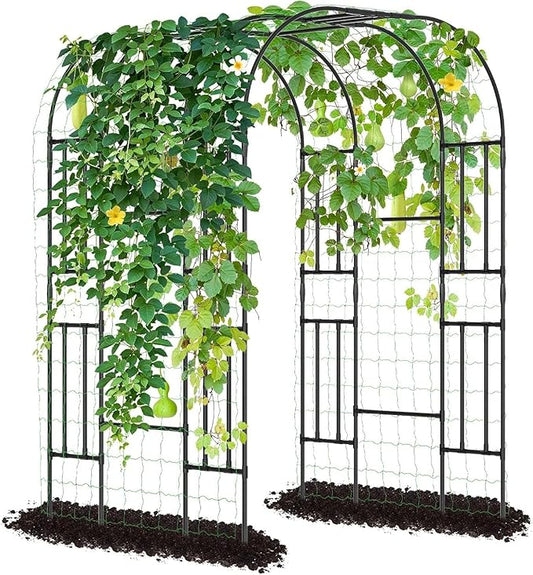 DoCred Large Garden Arch Trellis for Climbing Plants, 87'' H x 59'' L x 47'' W Outdoor Grape Vine Trellises Arch Arbor Gazebo, Grape Trellis for Climbing Plants, Courtyard and Garden Decoration, Black