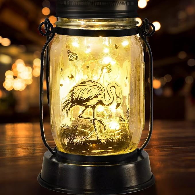 kyoryuger Flamingo Gifts for Women/Men Flamingo Lovers Solar Lantern Mom Birthday, Mothers Day, Solar Garden Decoration Outside for Yard, Patio,Backyard,Porch, Torches