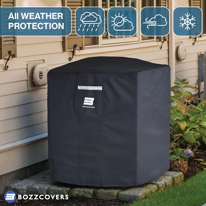 Air Conditioner Cover for Outside Units - 24”L x 24”W x 30”H inch, Heavy Duty 600D Tear Resistant Material, Weatherproof and Windproof, Universal Waterproof AC Unit Condenser Cover Outdoor – Black