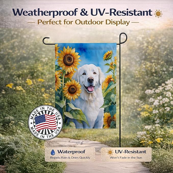 Caroline's Treasures DAC6108GF Kuvasz in Sunflowers Garden Flag Mailbox Flag Decorative Yard Flag Banner Outside Patio Artwork Yard Flower Beds, Garden Size, Multicolor