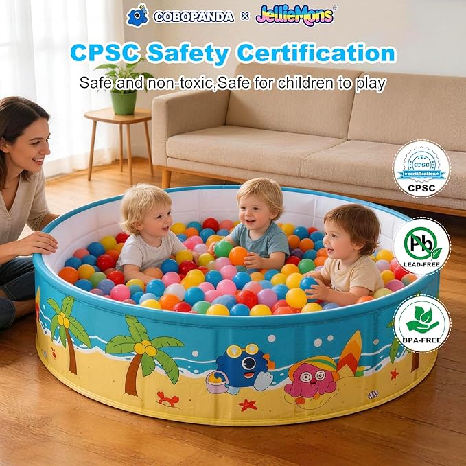 Foldable Kids Pool Hard Plastic Collapsible Deep Kiddie Pool, Small Toddler Pools for Swimming, Backyard Dog Pool (JellieMons 62.9"x17.7")