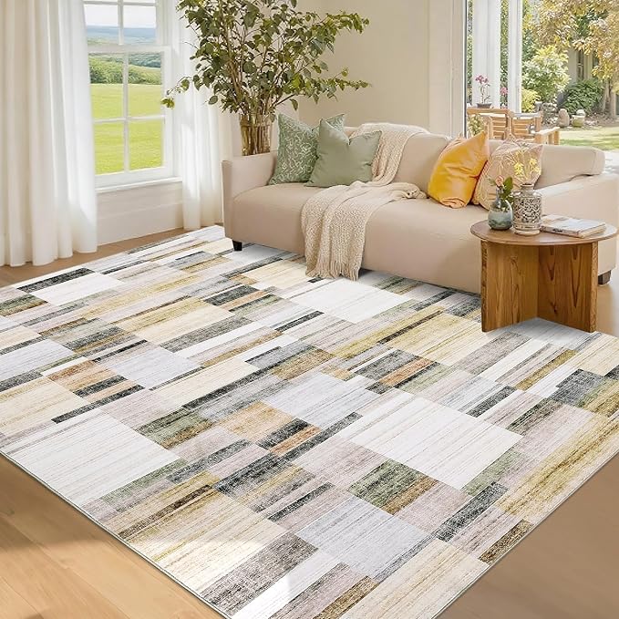 GarveeHome Geometric Area Rug 5x7 Washable Non Slip Bedroom Rug Modern Rugs for Living Room Soft Non Shedding Stain Resistant Low Pile Carpet for Dining Room Office Classroom