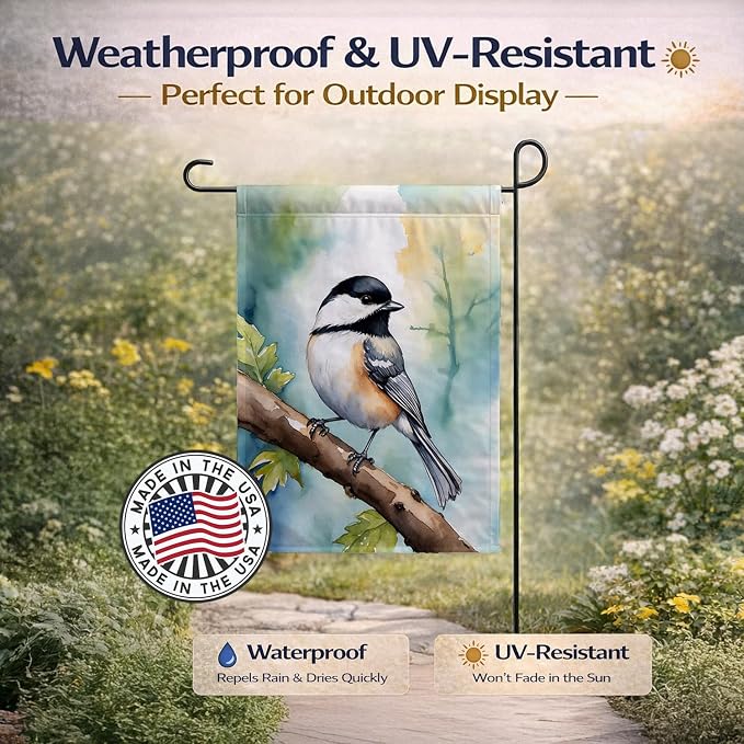 Caroline's Treasures Massachusetts Blackcapped Chickadee Garden Flag Mailbox Flag Decorative Yard Flag Banner Outside Patio Artwork Yard Flower Beds, Garden Size, Multicolor