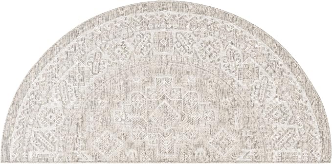 Unique Loom Outdoor Aztec Collection Area Rug - Chalca (3' 1" x 6' 1" Hearth Light Gray/Ivory)