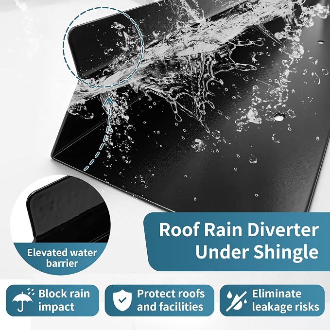 2 pcs Rain Diverter for Roof, 39 Inch Powder Coated Roof Rain Diverter with Nails, Rainwater Splash Guard for Shingle Roofs, Doorways, Windows, Chimneys and Roof Vents, Weatherproof Protection