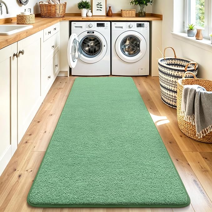 Keeko 2x6 Area Rugs for Living Room,Soft Washable Memory Foam Bedroom Rug | Indoor Throw Rug Low Pile Minimalist Non Slip Carpet for Kids Nursery Classroom Dorm Room Home Decor Sage Green