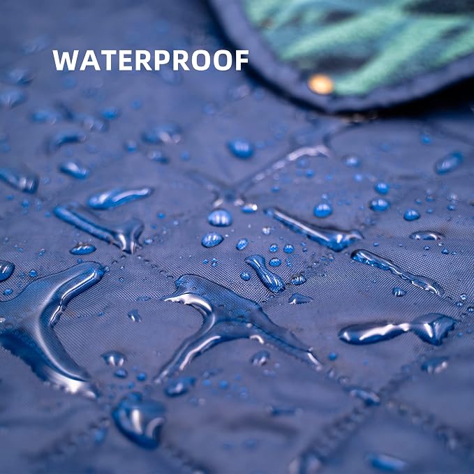 Large Waterproof Outdoor Blanket Thick Fleece 80" x 58" | Windproof Stadium Blanket, Wearable Poncho, Machine Washable for Camping, Car, Pet, Picnics - Jungle