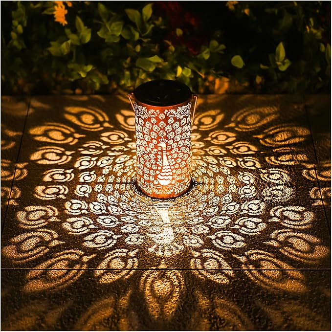 Peacock Solar Lanterns Outdoor Waterproof Hanging Solar Lights Peacock Gifts for Women Men Metal Decorative LED Lanterns for Yard, Patio, Lawn, Tabletop, Pathway, Landscape, Garden Decor
