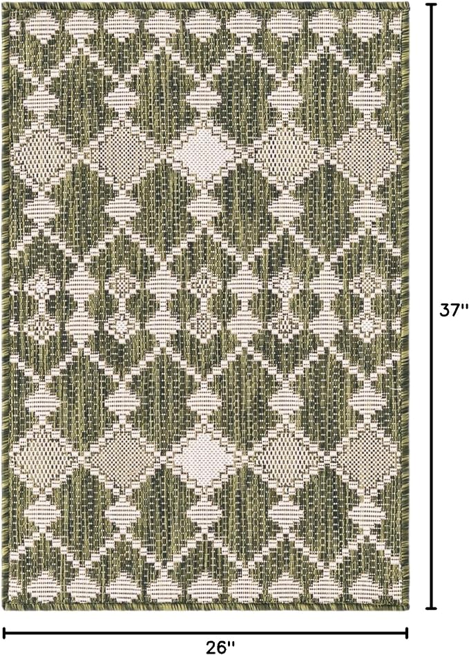 Unique Loom Outdoor Trellis Collection Area Rug - Traliccio (2' 2" x 3' 1" Rectangle, Green/ Ivory)