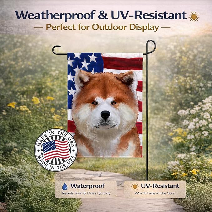 Caroline's Treasures CK6387GF Akita American Flag Garden Flag Mailbox Flag Decorative Yard Flag Banner Outside Patio Artwork Yard Flower Beds, Garden Size, Multicolor