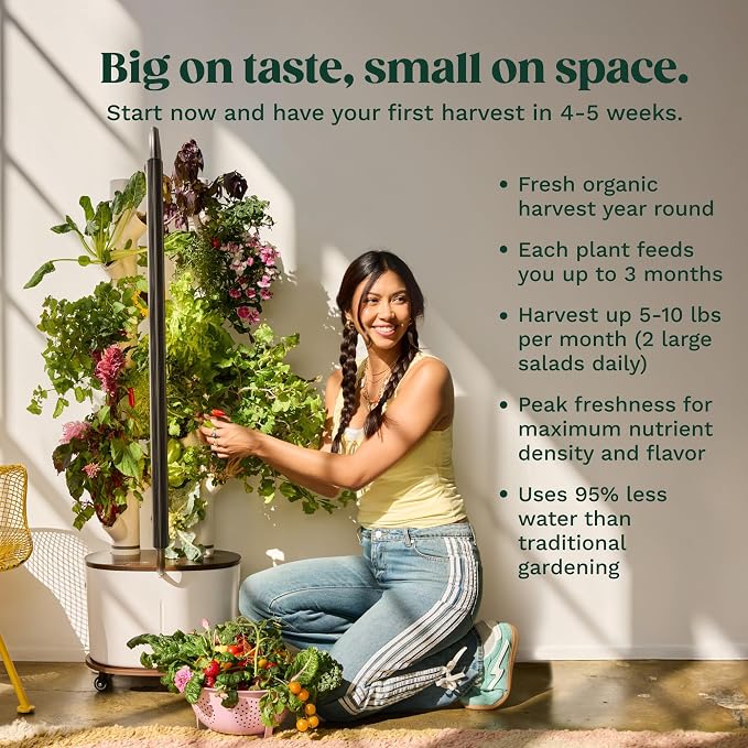 Gardyn Studio 2 Hydroponics Growing System - 16 Plants, Smart Tower | New & improved, non-GMO plants, herbs, vegetables, hydroponic herb garden planter indoor kit with grow lights