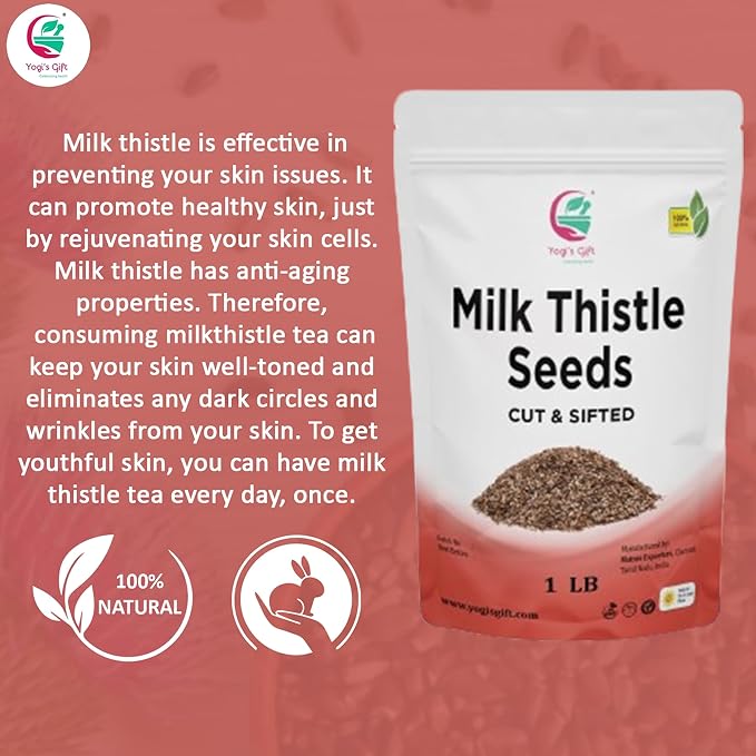Milk Thistle Tea (Seeds) 1 LB, Cut and Sifted, 100% Natural for Herbal Tea, DIY Use & Infusions, Loose Bulk Bag, by Yogi's Gift®