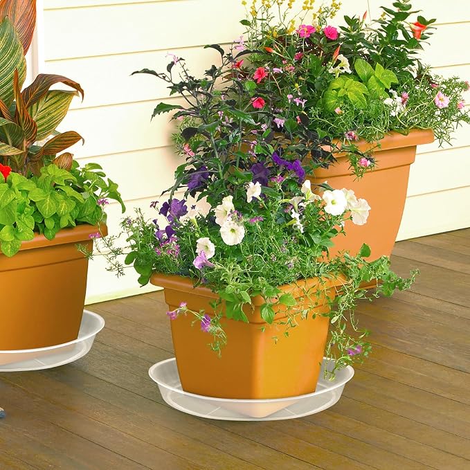 FUIJOL 4 Pack Clear Plant Saucer 20 Inch, Durable Plant Drip Trays Saucers for Pots, No Holes Water Catcher Trays for Indoor Outdoor Planter, Sturdy Base Plate(20", Clear)
