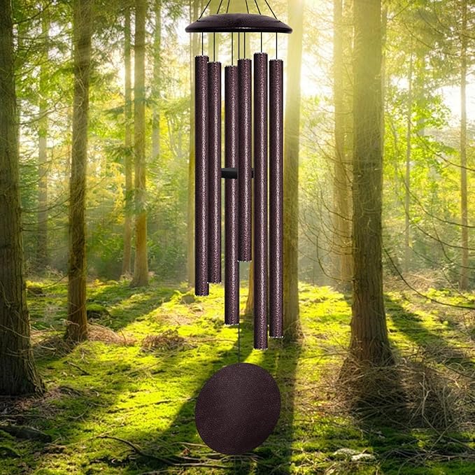 45" Large Wind Chimes for Outside, 6 Thick and Bold Aluminum Tubes Tuned Relaxing Melody Wind Chime Deep Tone, Big Wind Chimes for Garden Patio Decor, Great Gift Idea for Mother's Day (Bronze)