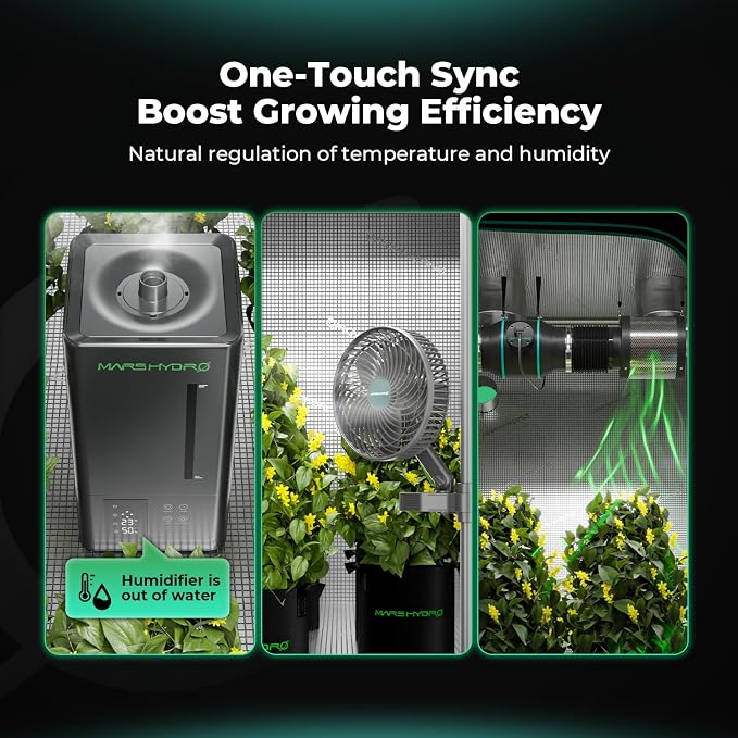 MARS HYDRO M6 Grow Tent Fan, 10 Speeds Powerful Oscillating Clip Fan and iHub-Pro, 10AC Power Strip Kit, 10-Outlet All-in-One Smart Grow Room Hub