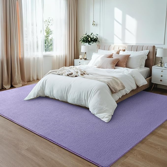 4x6 Lavender Purple Area Rug Modern Aesthetic Minimalist | Washable Memory Foam, Low Pile Non Slip Indoor Carpet for Living Room Bedroom Office Classroom College Dorm Room Home Decor