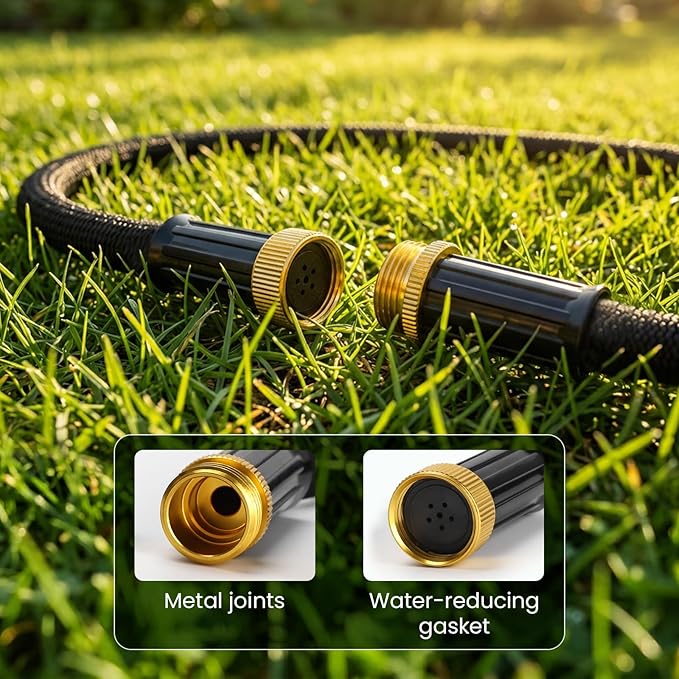MIXC 2026 Thickened Flat Soaker Hose 50Ft with Copper Joint, Saving 80% Water, Aluminum Seal, 1mm Hose, 360°Swival Handle, Hole Pressure Relief Gasket, Drip Kit for Vegetable Garden, Lawn, Flower Bed