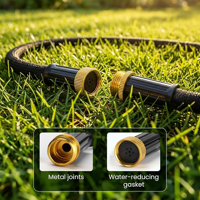 MIXC 2026 Thickened Flat Soaker Hose 200Ft with Copper Joint, Saving 80% Water, Aluminum Seal, 1mm Hose, 360°Swival Handle, Hole Pressure Relief Gasket, Drip Kit for Vegetable Garden, Lawn, Flower Bed