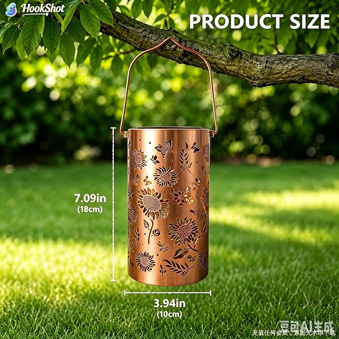 Sunflower Colorful Solar Lantern Outdoor Waterproof, Garden Decor Gifts for Women Mom Grandma, Hanging Solar Lantern Lights Metal Decoration Outside for Yard, Patio, Backyard, Porch