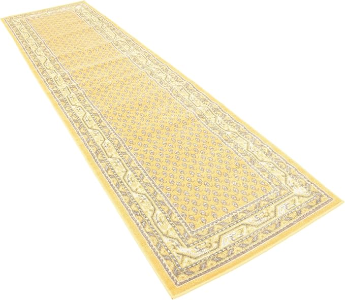 Unique Loom Williamsburg Collection Traditional Border with Dotted Center Area Rug, Runner 2' 9" x 9' 10", Yellow/Beige