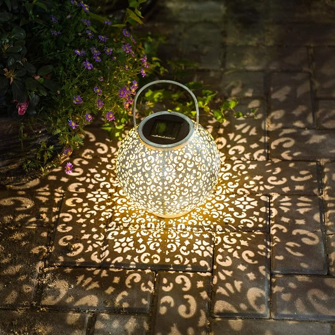 Outdoor Solar Big Lantern Waterproof Mothers Day Garden Gifts for Mom Women ,Solar Garden Lights for Backyard Table Walkway,Birthday Gifts for Grandma Wife (White,1Pack)