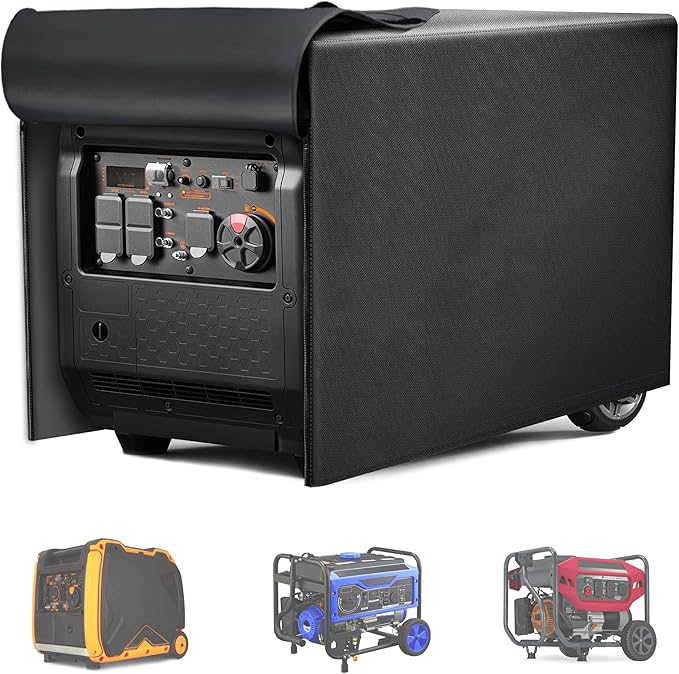 Generator Cover 24”L x 18”W x 20”H, Fits Most 3000-5000W Generators, Heavy-Duty Waterproof Oxford Fabric, Windproof with Zipper Closure for Outdoor Protection