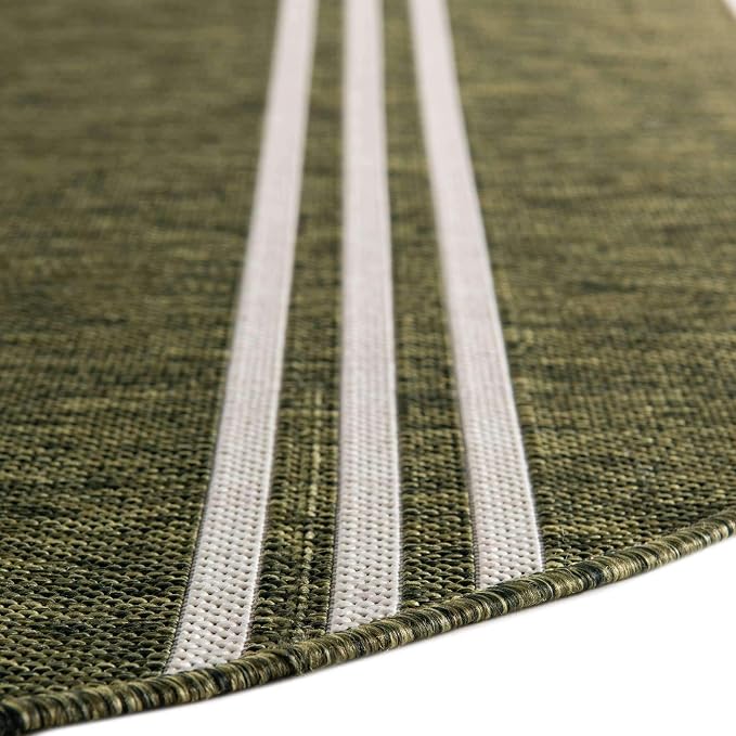 Unique Loom Jill Zarin Outdoor Collection Area Rug - Anguilla (4' 1' Round, Green/ Ivory)