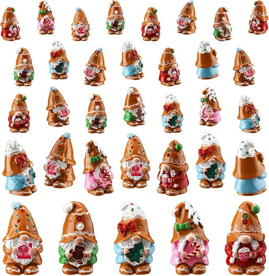 80 Pcs Gingerbread Man Mini Resin Gnomes Gingerbread Man Miniature Gnomes Figurines Tiny Resin Statues Xmas Table Centerpieces for Patio Garden Ornament to Hide