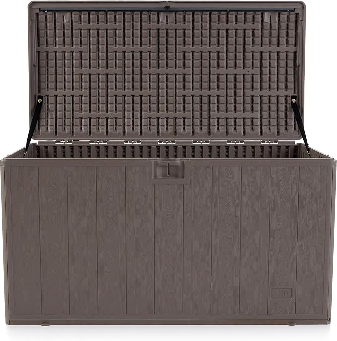 Plastic Development Group Outdoor Storage Deck Box, Standard Close, 105 Gallon, Driftwood