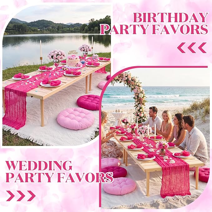 Beeveer 71 x 118'' Extra Large Outdoor Picnic Blanket with Rose Red Table Runner 8 Napkins and 8 Floor Pillows Cushions for Picnic Party Camping Wedding Bachelorette Birthday Baby Shower Decor
