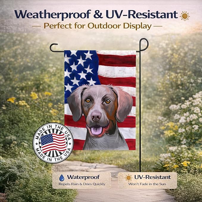 Caroline's Treasures CK6649GF Pointer Dog American Flag Garden Flag Mailbox Flag Decorative Yard Flag Banner Outside Patio Artwork Yard Flower Beds, Garden Size, Multicolor