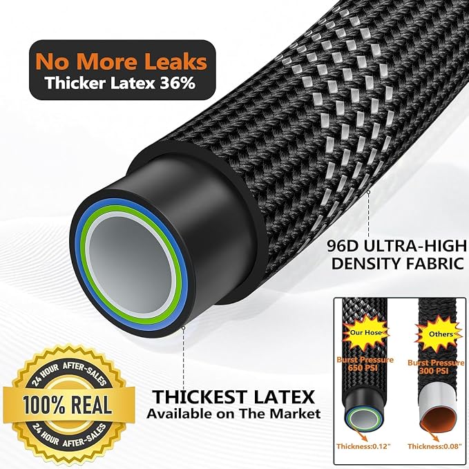 75 FT Non-Expandable Garden Hose, Lightweight Hose with 10 Function Spray Nozzle, Kink-Free Flexible Water Hose, Leak-Proof, 3/4'' Solid Connectors Garden Hose,Ultra Durable Garden Hoses