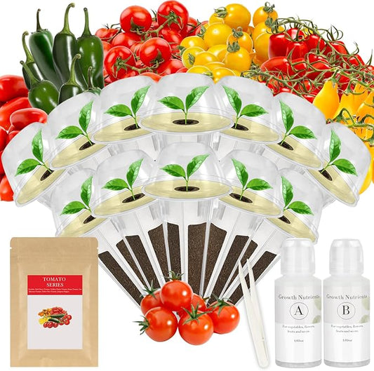 Heirloom Tomato Seed Pod Kit for AeroGarden, idoo, Ahopegarden, MUFGA with Red Heirloom/Golden Harvest Cherry Tomato, Roma/San Marzano/Yellow Pear Tomato - Hydroponics Supplies for Most Brand (12-pod)