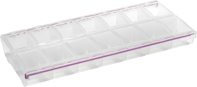 Craft Mates Craft & Sewing Supplies Organizer, 14 Locking Compartments, 3XL | Clear Plastic Storage for Buttons, Pins, Jewelry, Diamond Art & Craft Supplies, Large Portable Organizer for Crafters