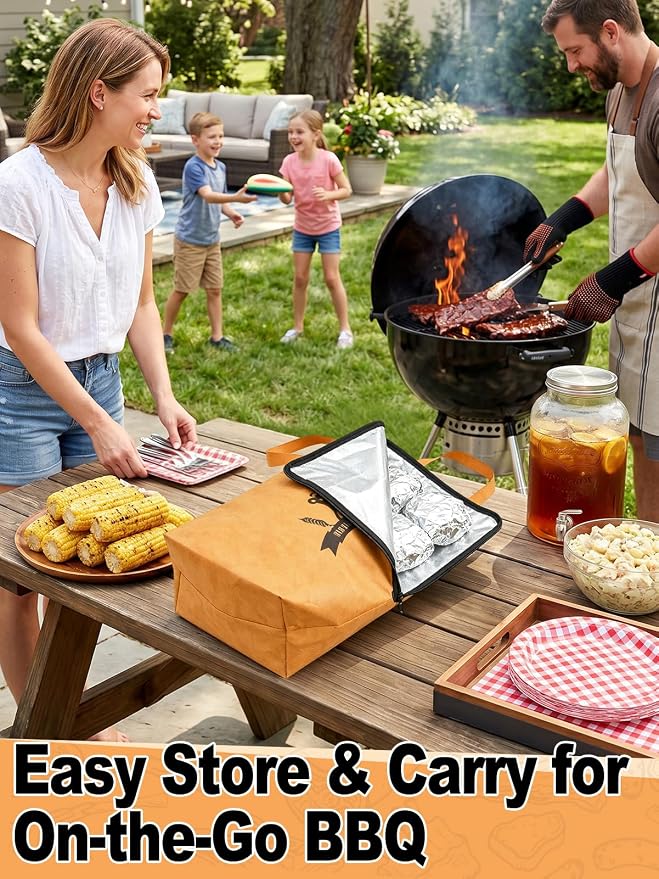Reusable BBQ Blanket for Resting Meat - 21" Leak-Proof Insulated Meat Resting Bag for Large Brisket/Smoked Pork/Turkey, Grill Accessories BBQ Gifts for Men