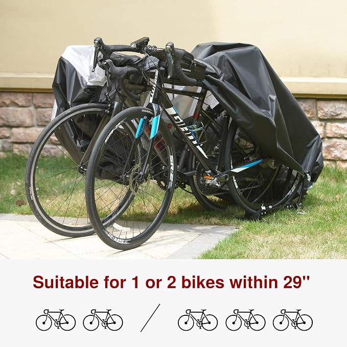 Puroma Bike Cover for 1/2/3 Bikes, Waterproof Outdoor Storage Bicycle Covers Rain Sun UV Dust Wind Proof with Lock Hole for Mountain Road Electric Bike