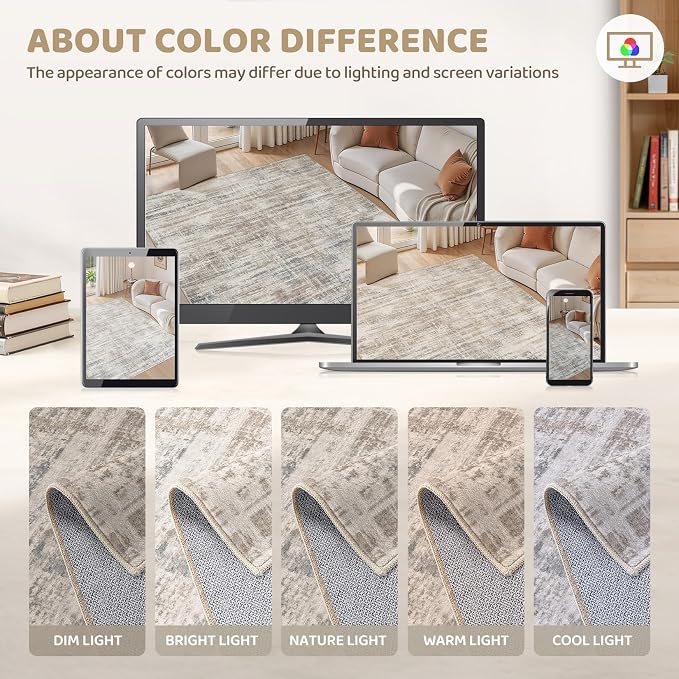 UERMEI 2x3 Entryway Area Rug Washable Abstract Brown Carpet | Small Soft Low Pile Non Slip Indoor Door Mat Stain Resistant Pet Kid Friendly Rugs for Hallway Kitchen Entryway