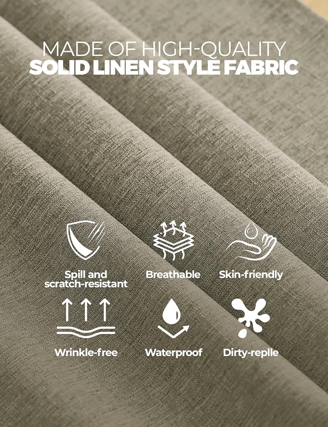 Decorelia Faux Linen Farmhouse Table Cloth 60"x84" for Rectangle Table, Natural Waterproof Outdoor Washable Cloth Tablecloth for Rectangular Dining Room Kitchen Outdoor Party Restaurant Decor