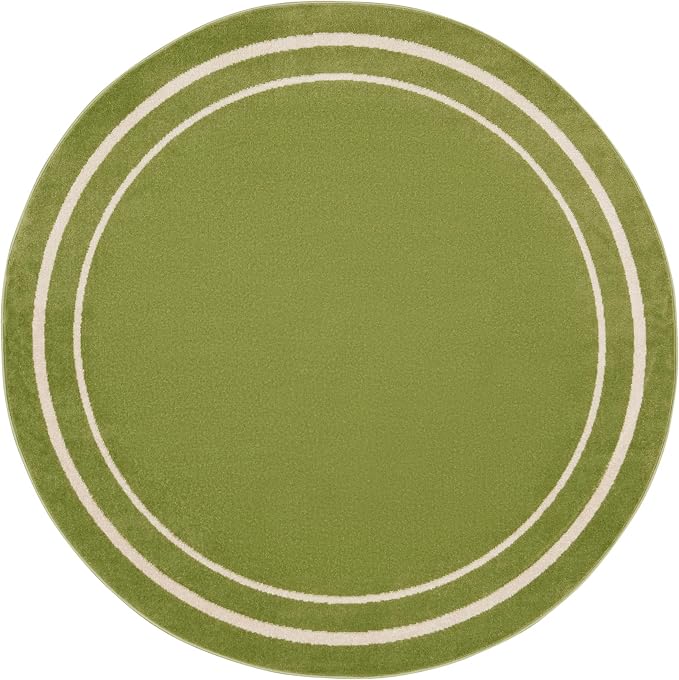 Nourison Home Nourison Essentials Green Ivory 4' x Round Area Rug - Easy Clean, Non Shedding, Bed Room, Living Room, Dining Room, Kitchen (4' x Round)