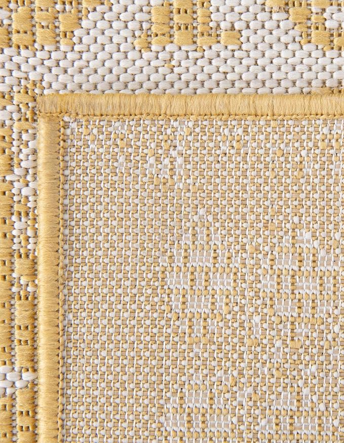 Unique Loom Outdoor Bohemian Collection Area Rug - Anthro (7' 10" x 10' Rectangle, Yellow/ Ivory)